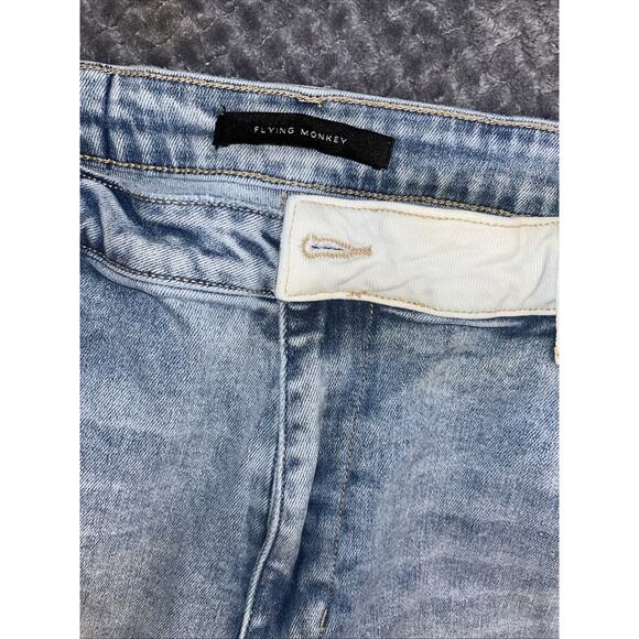 Flying Monkey High Rise Blue White Flare Stretch Jeans Women's 34 18 Festival XL - Picture 5 of 9